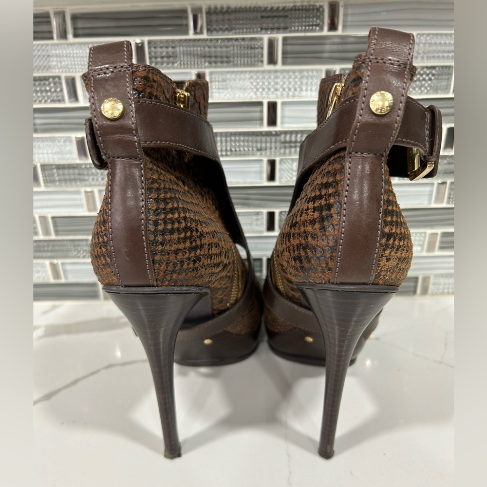 Michael Kors-MK Snakeskin Leather Bootie Mocha Size 10 M - Picture 5 of 9
